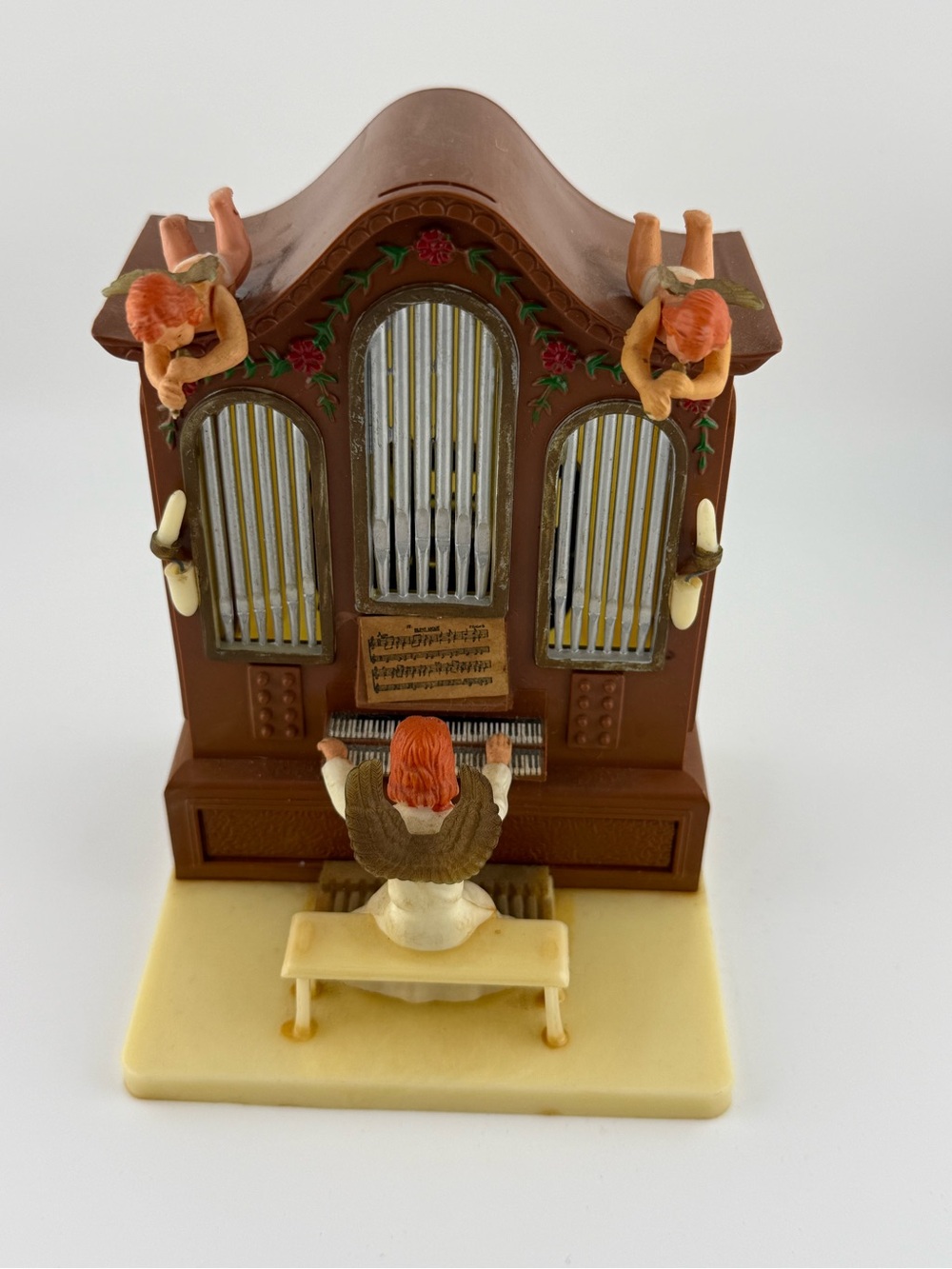 Vintage Pipe Organ Angel Christmas Music Box Silent Night